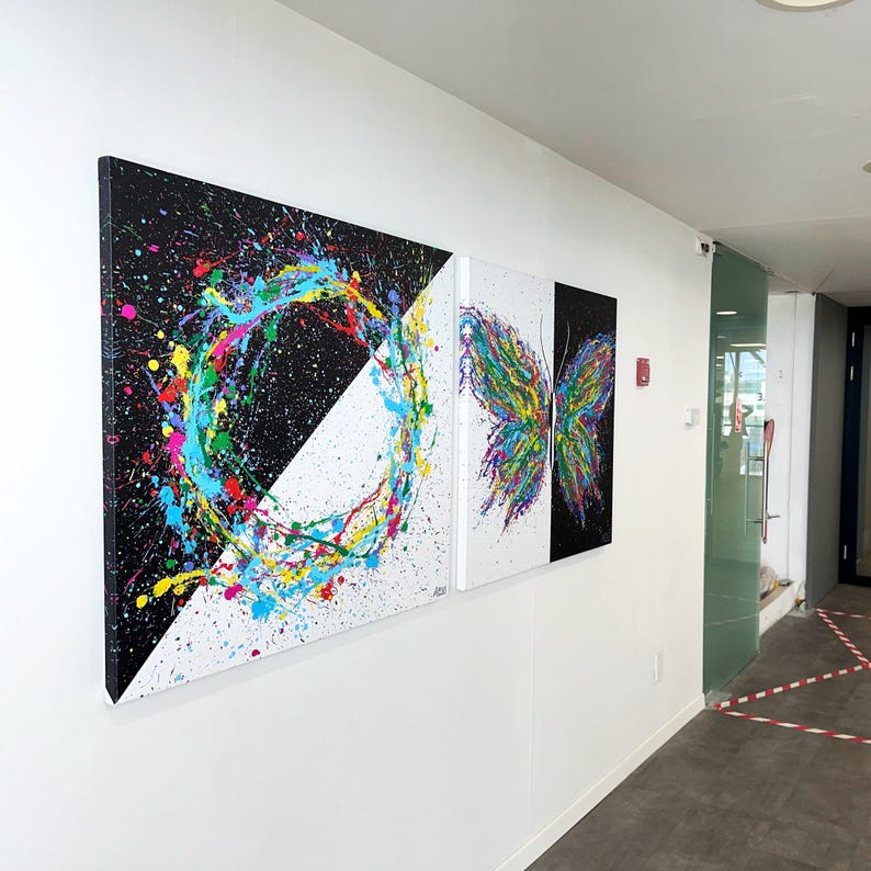 COLORFUL BUTTERFLY Abstract Ready to Hang Print CANVAS Art Available in Multiple Sizes Ready to