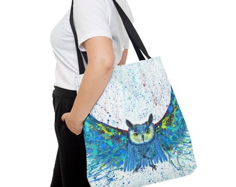 ABSTRAKTE EULE Art Print TOTE Bag Geschenk für Eulenliebhaber - Unisex Umweltfreundliche künstlerische Einkaufstasche Ästhetik