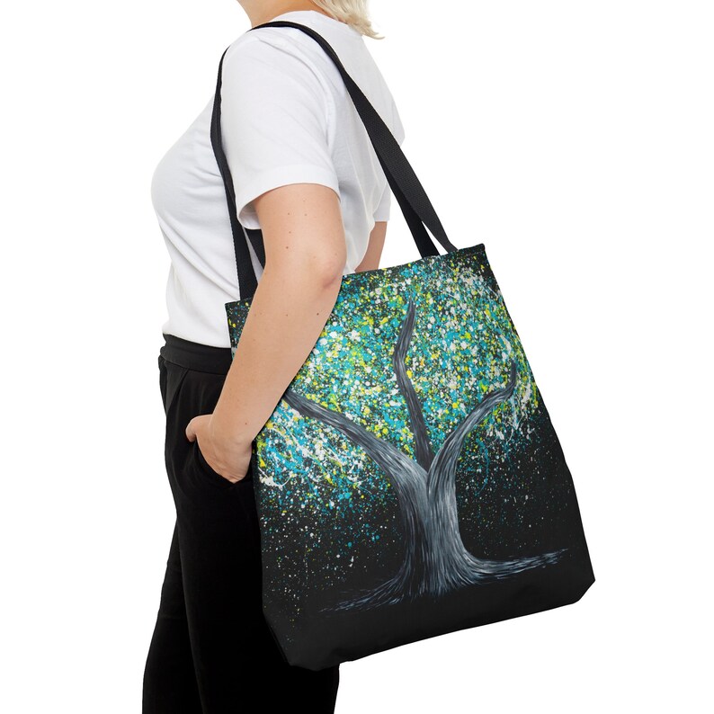 BAUM DES LEBENS CANVAS Polyester & Cord Stoff Tragetasche Geschenk für Mutter, Naturliebhaber Cross Body Schulter Tasche Bild 1