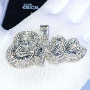 Pingente de letra de diamante de moissanite em prata esterlina personalizado, brilho artesanal para estilo rapper, presente perfeito para amantes de música hip hop