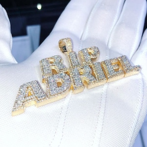Custom RIP ADRIEL Name Letter Pendant Fully Iced out VVS Moissanite Diamond Pendant, Rapper Men Hip Hop Letter Pendant For Birthday Gift