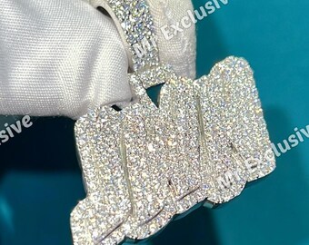 2.30 CTW Round Lab Grown Diamond Letter Pendant, Iced Out Hip Hop Pendants, Custom Lab Diamond Charm Pendant, Halloween Gift Pendant