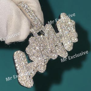 2.61 CTW Round VVS1 Moissanite Letter Pendant, Iced Out Hip Hop Pendants, Custom Moissanite Charm Pendant, Christmas Gift Pendant