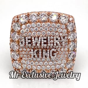 Anillo personalizado con acabado helado, anillo de campeonato para hombre, anillo de moissanita VVS1 de hip hop, anillo llamativo, anillo personalizado, plata de ley 925