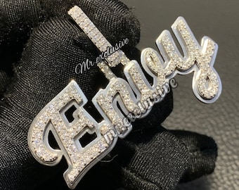 2.01 CTW Round VVS1 Lab Diamond Letter Pendant, Iced Out Hip Hop Pendants, Custom Lab Grown Diamond Charm Pendant, Birthday Gift Pendant