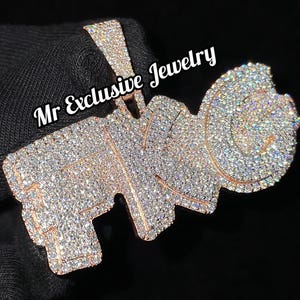 Colgante con nombre personalizado y diamantes de moissanita de 6,78 quilates en plata 925. Joyas de hip hop, regalo de cumpleaños. Aprobó el test de diamantes.