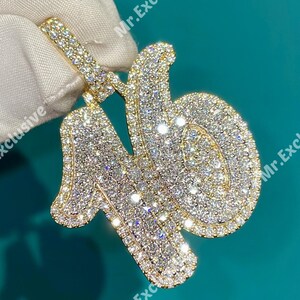 Custom Lab Diamond Number Pendant Round Cut VVS Lab Grown Diamond Layered Number "16" Charm necklace, Custom Number Charm For Christmas Gift