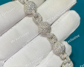 10 mm mannen Iced out VVS Lab Diamond Ball Cubaanse schakelarmband 925 zilveren bustdown VVS Diamond Custom Baguette Cubaanse armband voor halloweencadeau