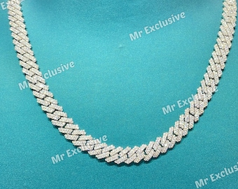 10mm Real VVS1 Lab Diamond Cuban Link Chain Hip Hop Chain, VVS Diamond Chain, BustDown Cuban Necklace, Rapper Miami Cuban Chain for Gift