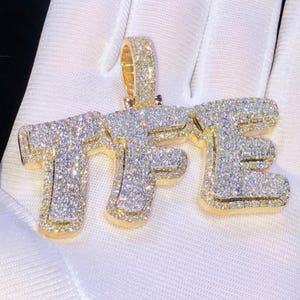 6.67 CTW Round VVS1 Moissanite Letter Pendant, Iced Out Hip Hop Pendants, Custom Moissanite Charm Pendant, Halloween Gift Pendant