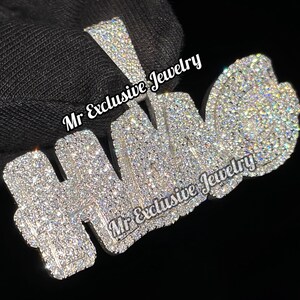 Colgante con nombre helado para hombre, colgante con letra de diamante moissanita VVS, colgante con nombre de letra moissanita personalizado para regalo de Navidad unisex