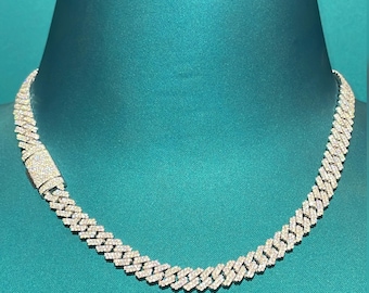 8mm Real VVS1 Lab Diamond Cuban Link Chain Hip Hop Chain VVS Diamond Chain BustDown Cuban Necklace Rapper Miami Cuban for Gift