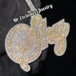 Colgante de hip hop personalizado, colgante de letras y números personalizados, colgante helado, plata de ley 925, colgante de hip hop para hombre aprobado por el probador de diamantes