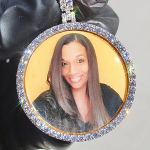 Premium Iced Out Photo Pendant For Men 10K Solid Gold VVS Lab Grown Diamond Customized Memory Pendant, Iced out Hip Hop Women Jewelry