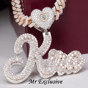 Pingente de letra personalizado VVS1 Moissanite real Hip Hop pingente totalmente cravejado pingente de letra com nome personalizado para presente de aniversário feminino