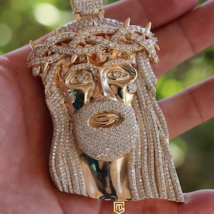 Iced Out Jesus Face Pendant, Icy Diamond Jesus Face Necklace, Custom Religious Pendant, Bling Hip Hop Men Jewelry, Unisex Charm for Gift