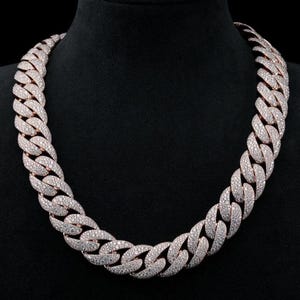 20mm Real VVS1 Moissanite Diamond Cuban Link Chain Hip Hop Chain, VVS Diamond Chain, BustDown Cuban Necklace, Rapper Miami Cuban Chain