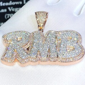 6.57 CT Custom VVS Moissanite Pendant, Icedout Chain Pass Diamond Tester, Custom Pendants In Any Letters, Rapper Jewelry, Hip Hop Jewelry