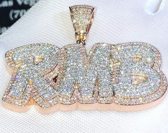 Colgante de moissanita VVS personalizado de 6,57 quilates, cadena Icedout con probador de diamantes, colgantes personalizados con cualquier letra, joyería de rapero, joyería de hip hop
