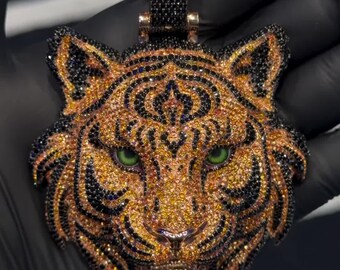 3D Tiger Face Iced Out VVS Pendant Black CZ Diamond Hip Hop 3D Tiger Face Iced Out VVS Pendant Black CZ Diamond Hip Hop