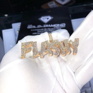 Colgante de letra de moissanita, collar con nombre de encanto inicial personalizado helado, colgantes de Hip Hop con nombre personalizado para regalo de Navidad