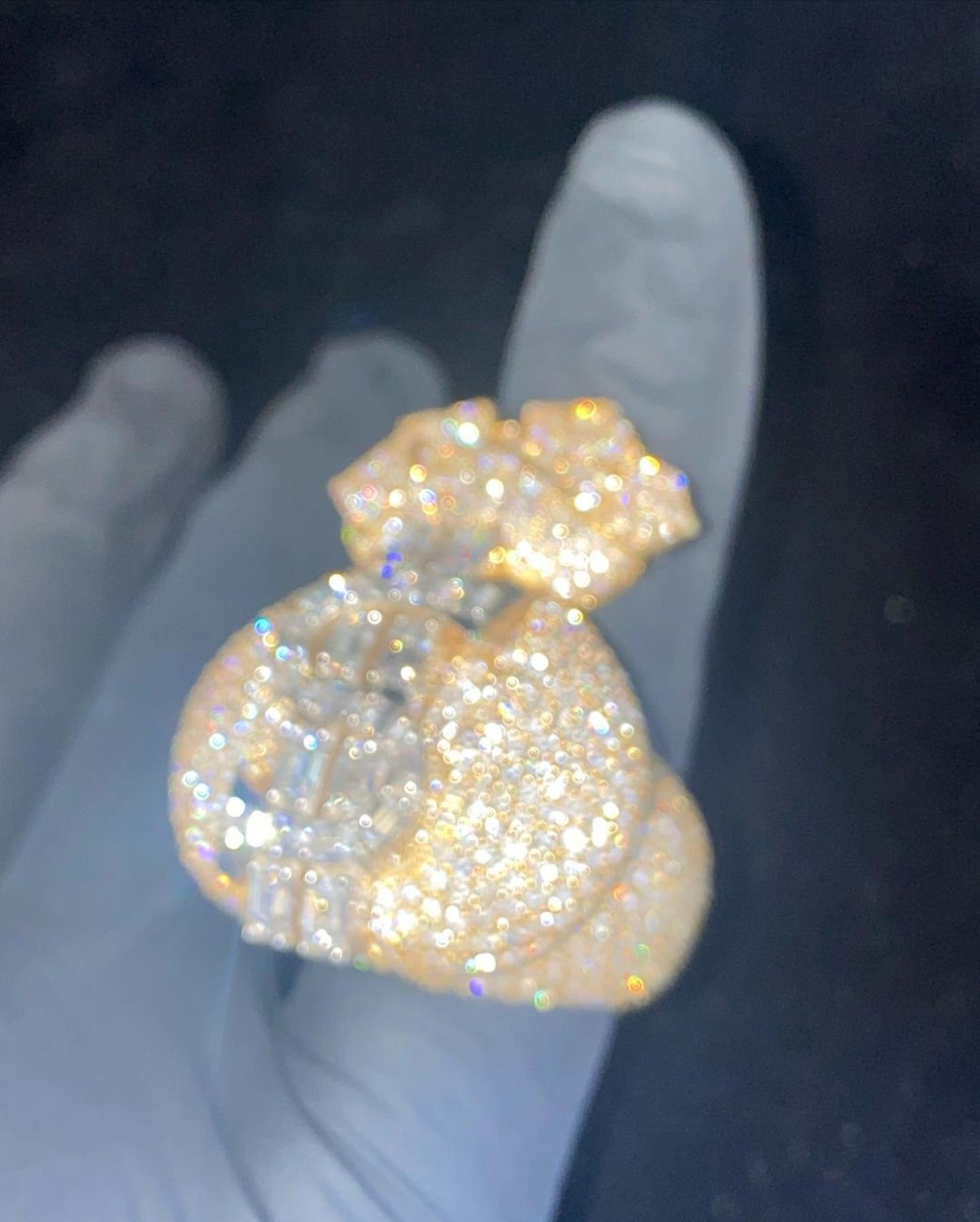 Mens Hip Hop Iced Out Championship Ring, Custom Handmade Money Bag ...