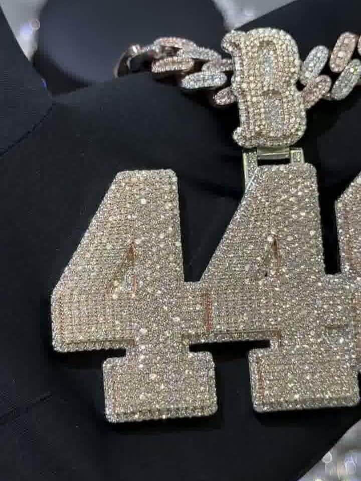 Custom Number Pendant “448”, 9.52ct Lab Grown Diamond Charm, 925