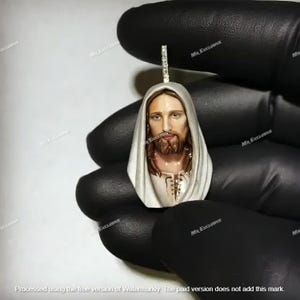 14K Solid Gold Diamond Jesus Pendant, Solid Gold 3D Small Jesus Pendant with Lab Diamonds, Christ Jesus  Diamond Pendant, Unisex 3D Pendant