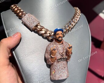 3D Custom Rapper Men Mosaic Set VVS Diamond Iced Out Pendant  display picture 3