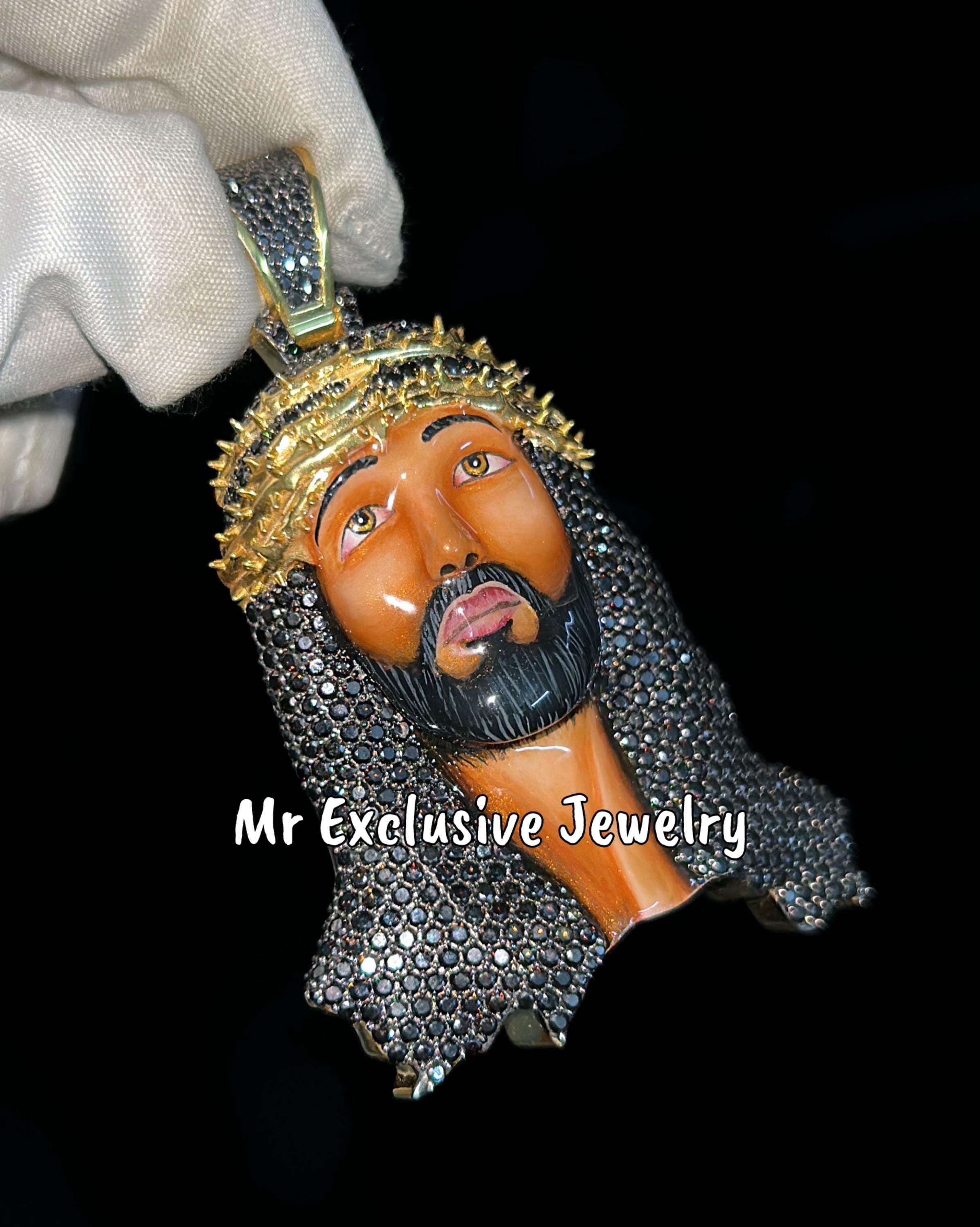 14K Gold VVS Diamond Jesus Charm Pendant for Christmas Gift