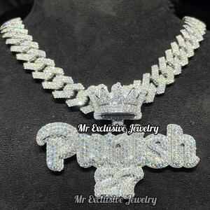 Herren Anhänger Echter VVS Moissanit Diamant Buchstabe Charm, 925er Silber Iced Out, Hip Hop Schmuck, Geburtstagsgeschenk