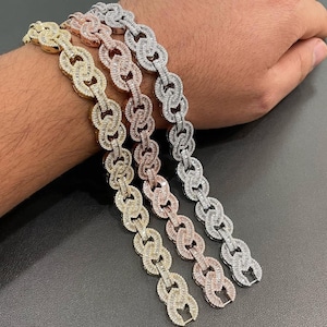 14mm Iced out VVS Kette, VVS Moissanite Infinity kubanische Gliederkette 925 Silber Baguette Miami kubanische Halskette Rapper Männer Hip Hop Kette für Geschenk