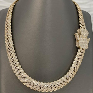 VVS Moissanite Diamond Studded 15mm Miami Cuban Chain, 925 Silver Iced out Moissanite Hip Hop Chain, Bustdown Moissanite Collar cubano Regalo