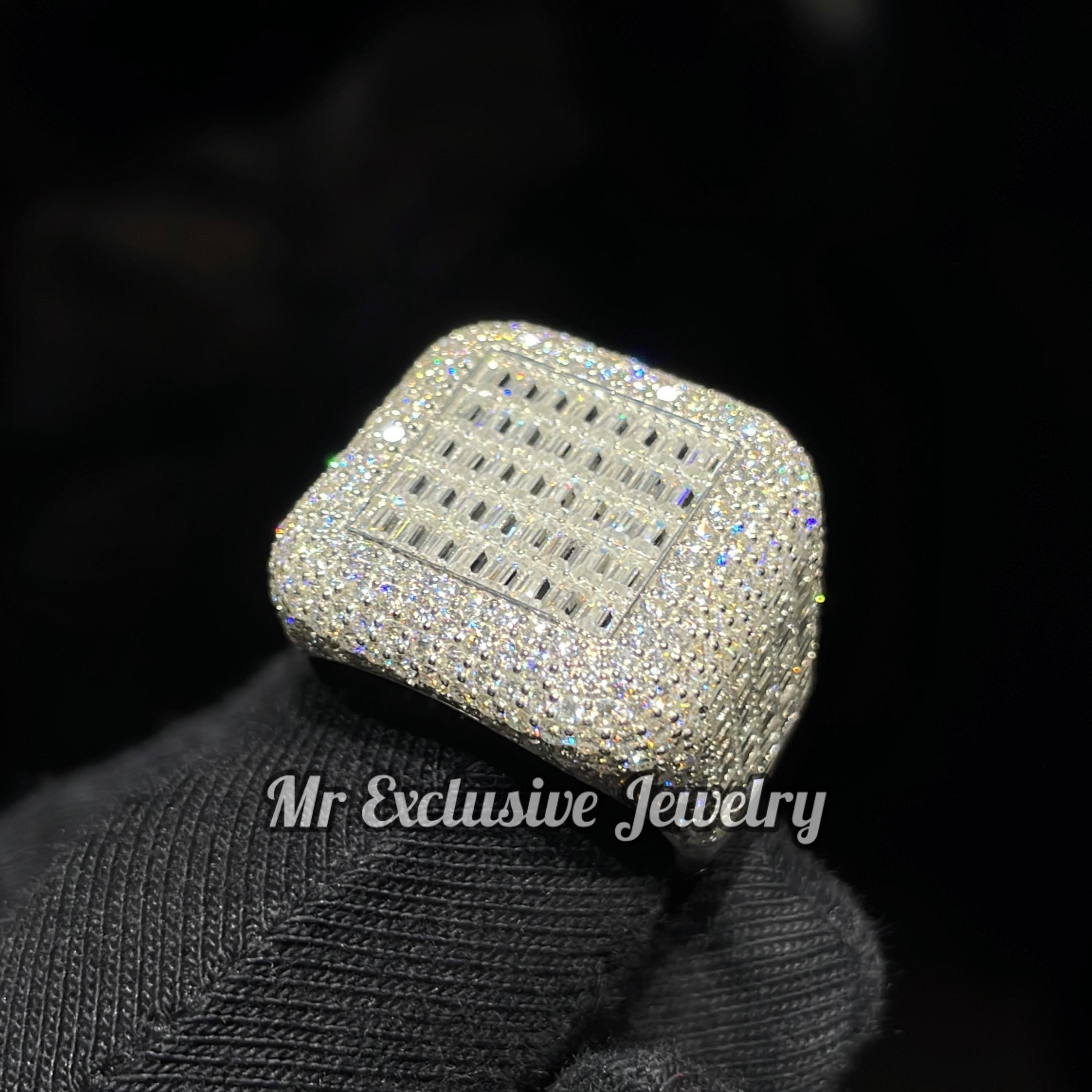 Men's Iced Out Baguette Lab Grown Diamond Champion Ring, 14K Gold
