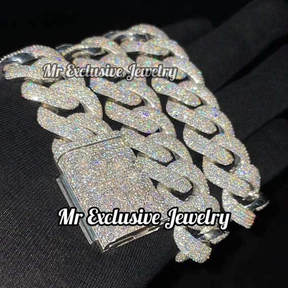 22mm Ice Out VVS1 Moissanite Diamond Cuban Link Chain Men