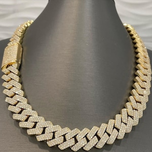 18 mm 3 rzędy Iced out Chain, łańcuszek VVS Moissanite Cuban Link, łańcuszek ze srebra próby 925, oprawa VVS Diamond Prong Cuban, łańcuszek Miami Hip Hop