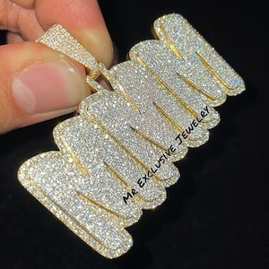 Colgante de moissanita con nombre de letra VVS personalizado, colgantes de moissanita de Hip Hop de plata 925, joyería con hielo de moissanita VVS real para regalo de cumpleaños
