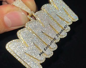 Custom VVS Letter Name Moissanite Pendant 925 Silver Hip Hop Moissanite Pendants Real VVS Moissanite Iced out Jewelry For Birthday Gift