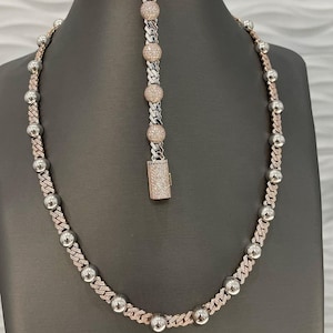 10 mm Iced out Ball Cuban Link Chain VVS Moissanite Diamond Hip Hop Miami Cuban Necklace 925 Silver Customize Cuban Chain For Birthday Gifts