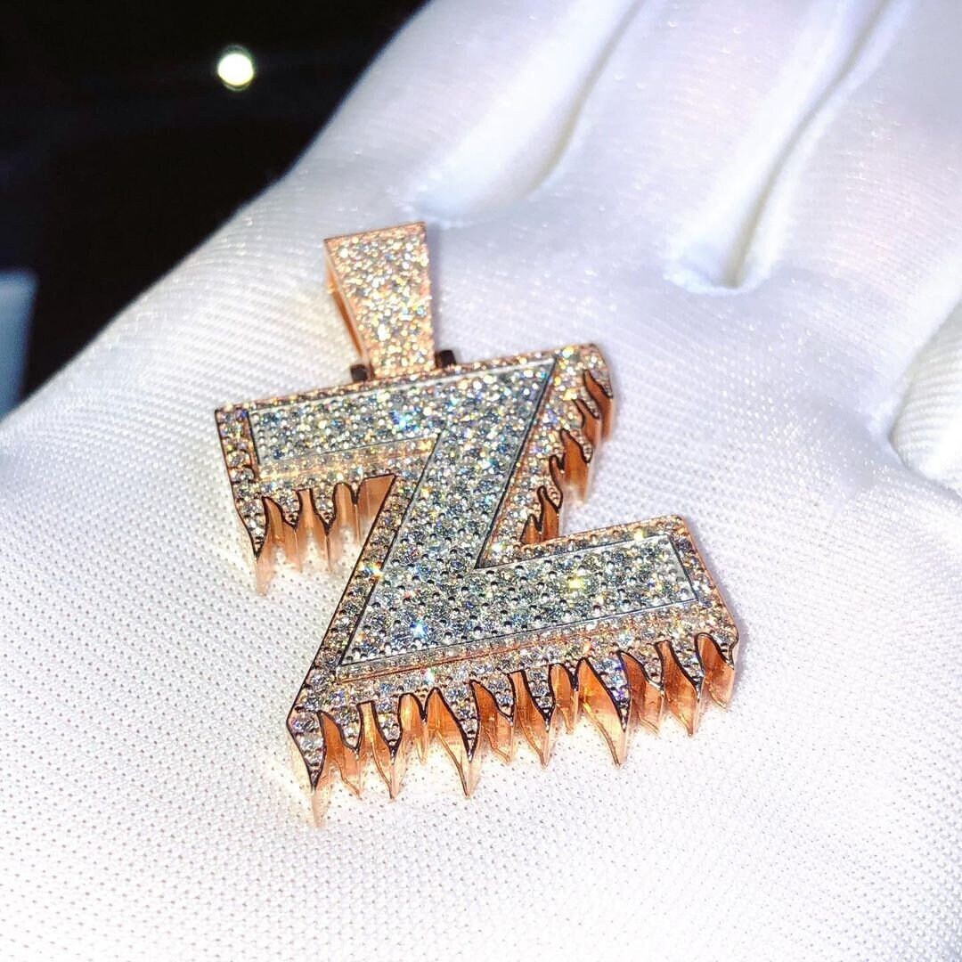 Custom Initial Letter Pendant VVS Moissanite Iced Out Diamond Pendant