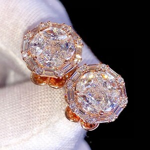 Custom VVS Lab Diamond Stud Earring Women Iced out Marquise Cut Diamond 18K Gold Earring, Diamond Earring, Birthday Gift, Anniversary Gift