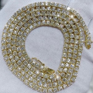 15,67 CT Prawdziwy łańcuszek tenisowy VVS Moissanite dla obu płci, 925 Srebrny w pełni oszroniony diamentowy naszyjnik tenisowy na prezent rocznicowy dla niego