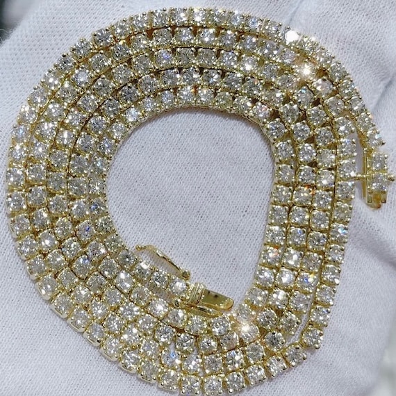 15.67 CT Real VVS Moissanite Tennis Chain for Unisex, 925 Silver