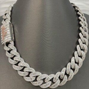Baguette de 22 mm de espesor y redondo VVS Moissanite Miami Collar de cadena de eslabones cubanos Bling Bling Iced Out Plata de ley 925 Joyería de hip hop para hombres