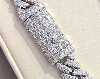 12mm Real VVS1 Moissanite Diamond Cuban Link Chain Hip Hop Chain