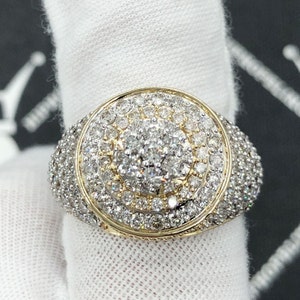 Round Cut Moissanite Pave Setting Hip Hop Ring, 925 Silver Iced out Championship Ring, Men's Hip Hop Ring, Passes Tester, Motherday Gift