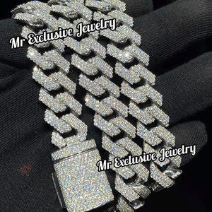16mm Real VVS1 Moissanite Diamond Cuban Link Chain Hip Hop Chain, VVS Diamond Chain, BustDown Cuban Necklace, Rapper Miami Cuban Chain
