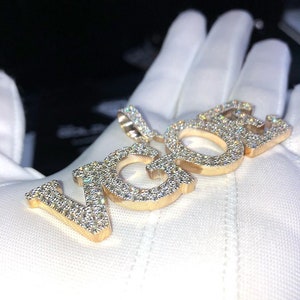Colgante de diamantes VVS - Moissanita con letras heladas para hombre, joyería de hip hop, regalo perfecto para él