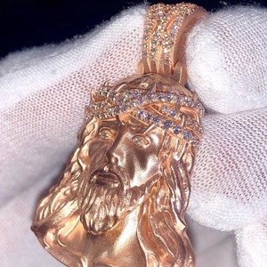 Custom Hip Hop Jesus Pendant VVS Moissanite Jesus Charm Necklace, Custom Religious Customize Pendant, Iced out 3D Jesus Face Men Pendant