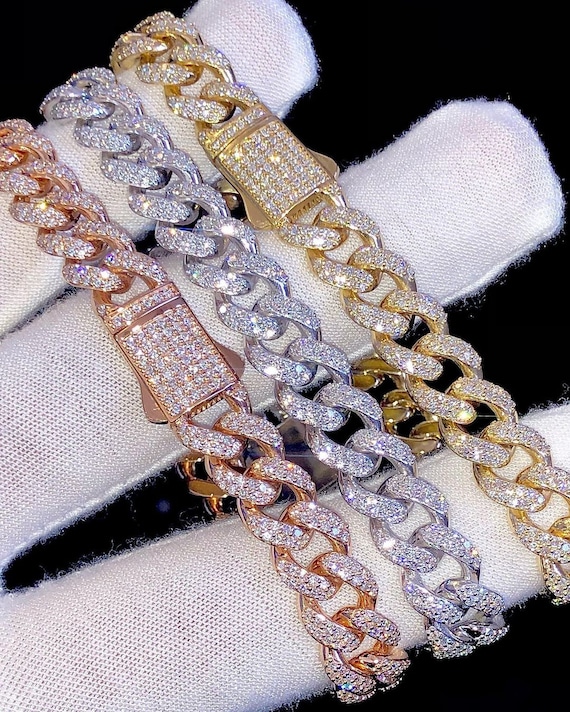 Fully Iced Out CT VVS Moissanite Bracelet 925 Silver VVS